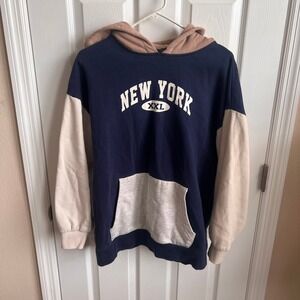 Forever 21 Hoodie Pullover New York Color Block Long Sleeve‎ Size Large